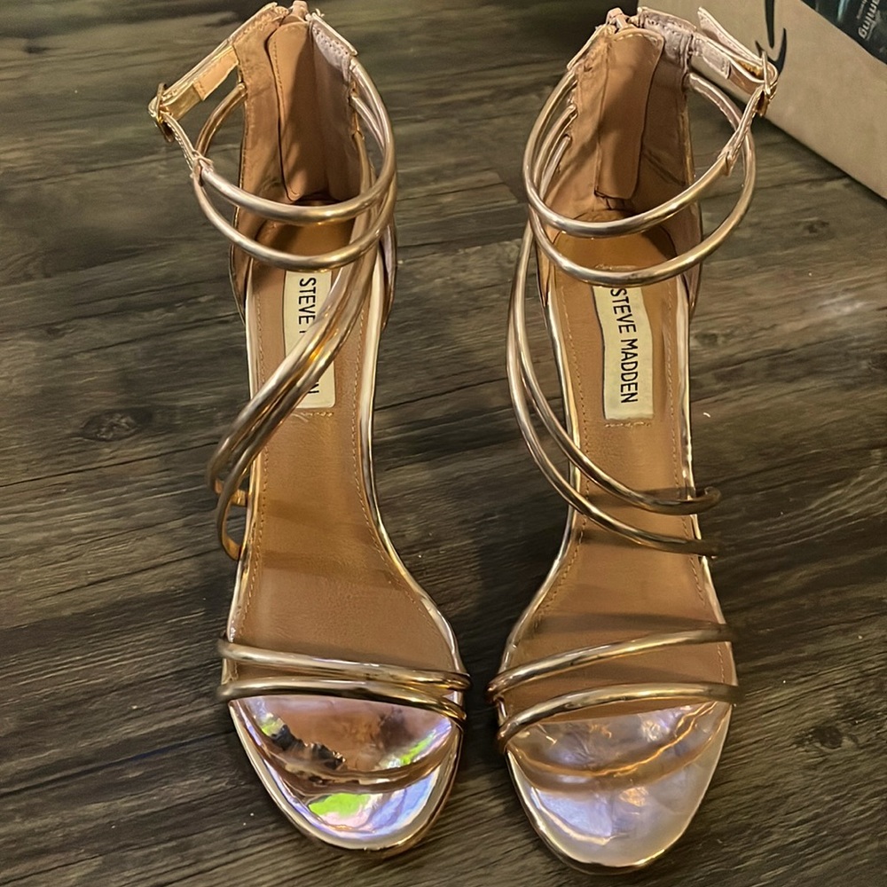 Rose Gold Steve Madden Strappy Sandals